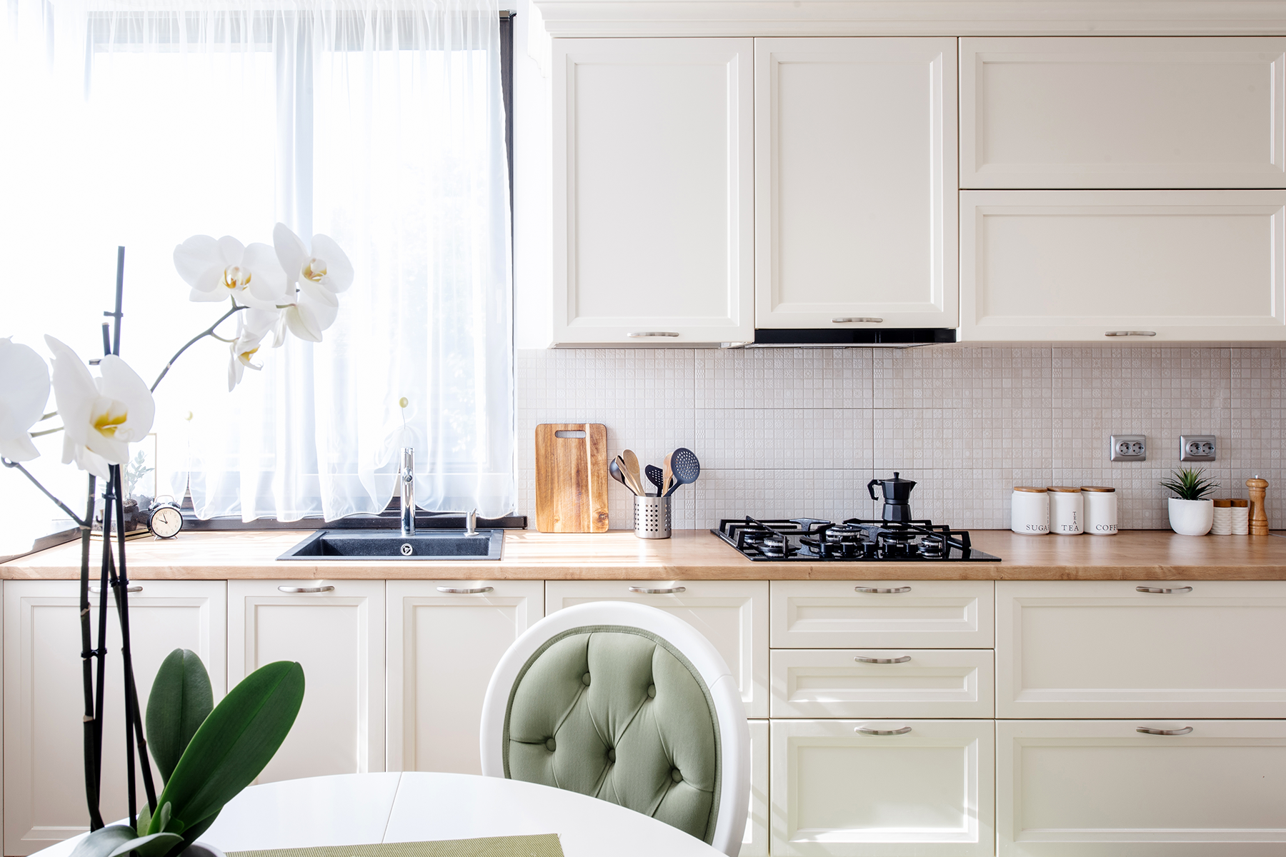 modern white open kitchen